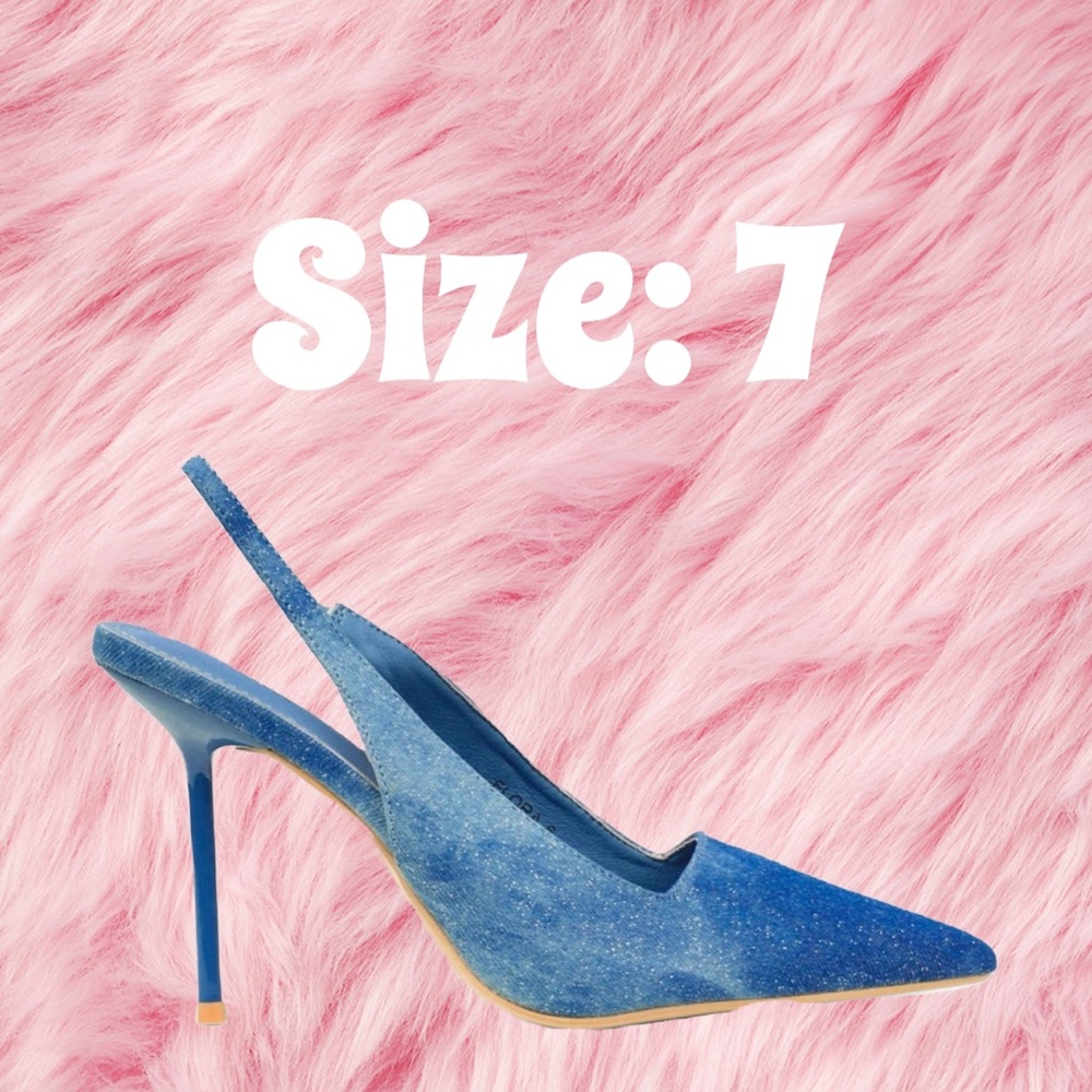 Simmi London Denim Sling Back Heels - Picture 2 of 4